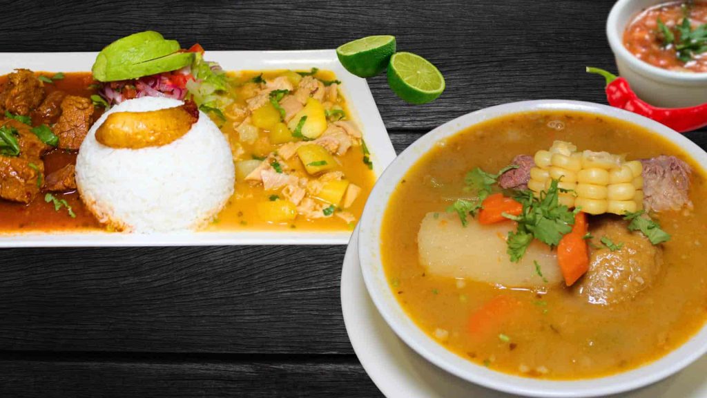 caldo de bola y bandera platos de menú diario del restaurante tilin Tilin
